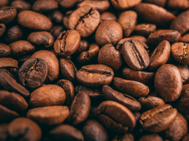 Close-up of roasted coffee beans